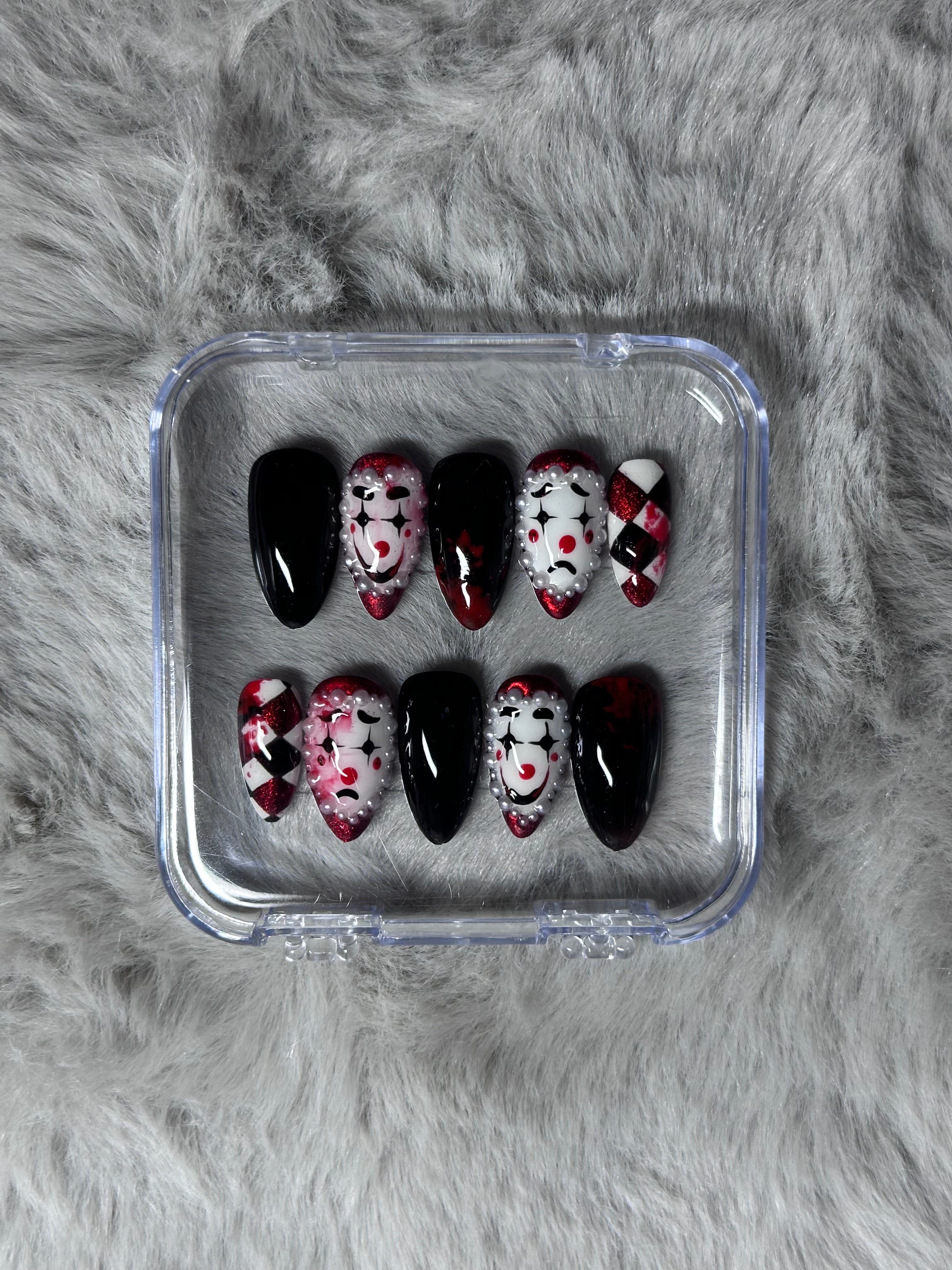 Happy Clown - Amande Long - FAUX ONGLE PressOnNail