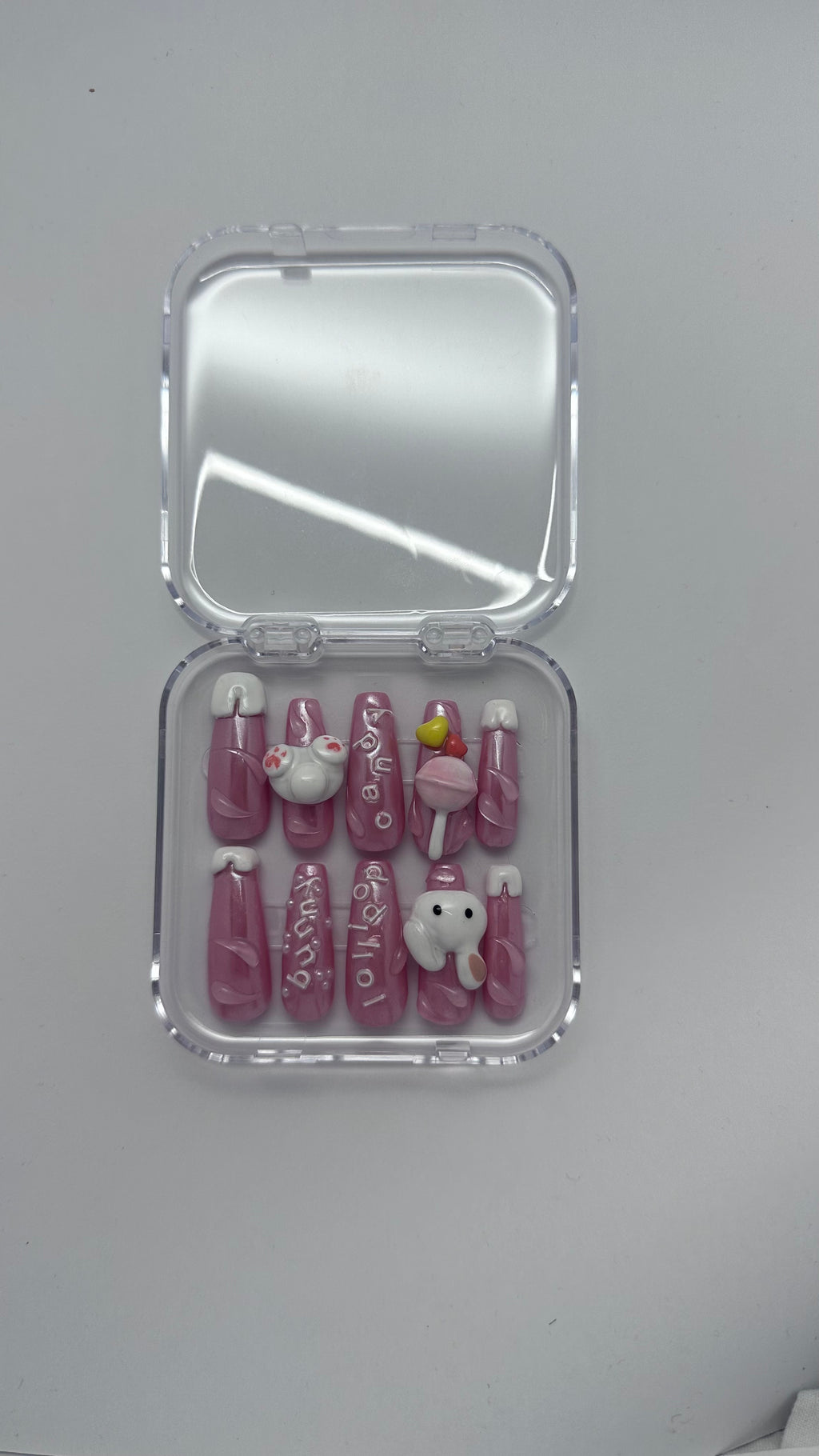 BUNNY CANDY - Long Square - FAKE NAILS PressOnNail